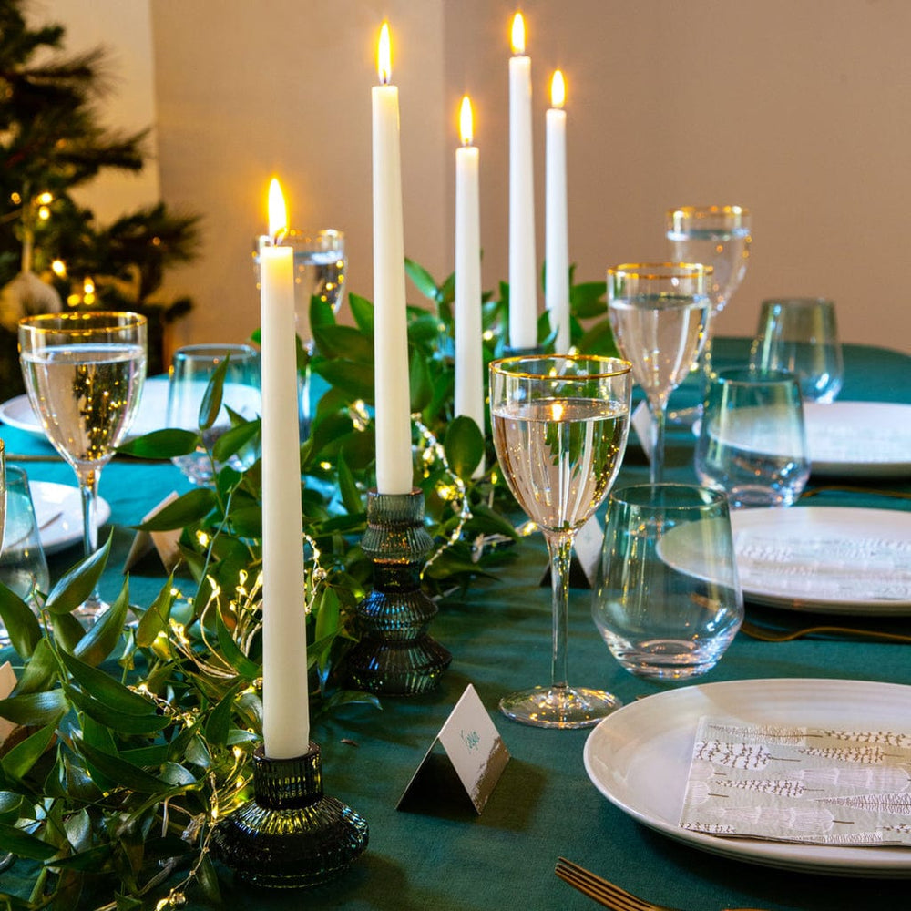 Christmas Table - Geometric Sage Green Glass Candlestick Holder candle holder Geometric Sage Green Glass Candlestick Holder