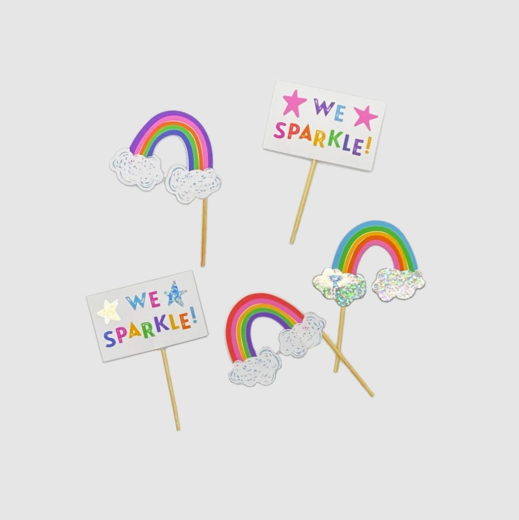 Cake Decorating Supplies Coterie x Sparkella Rainbow Cupcake Toppers x 10