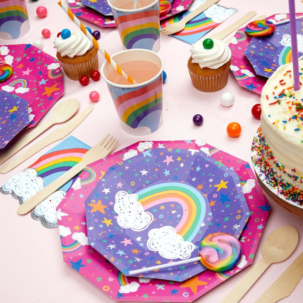 Coterie X Sparkella – Glitzernde Regenbogen-Servietten Für Geburtstag & Party – 25 Stück, Extra Stabil