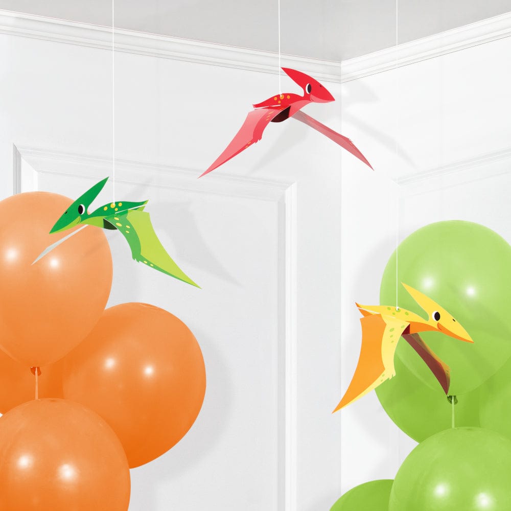 Party Supplies Dinosaur Party - 3D Pterodactyl Hanging Decorations x 3