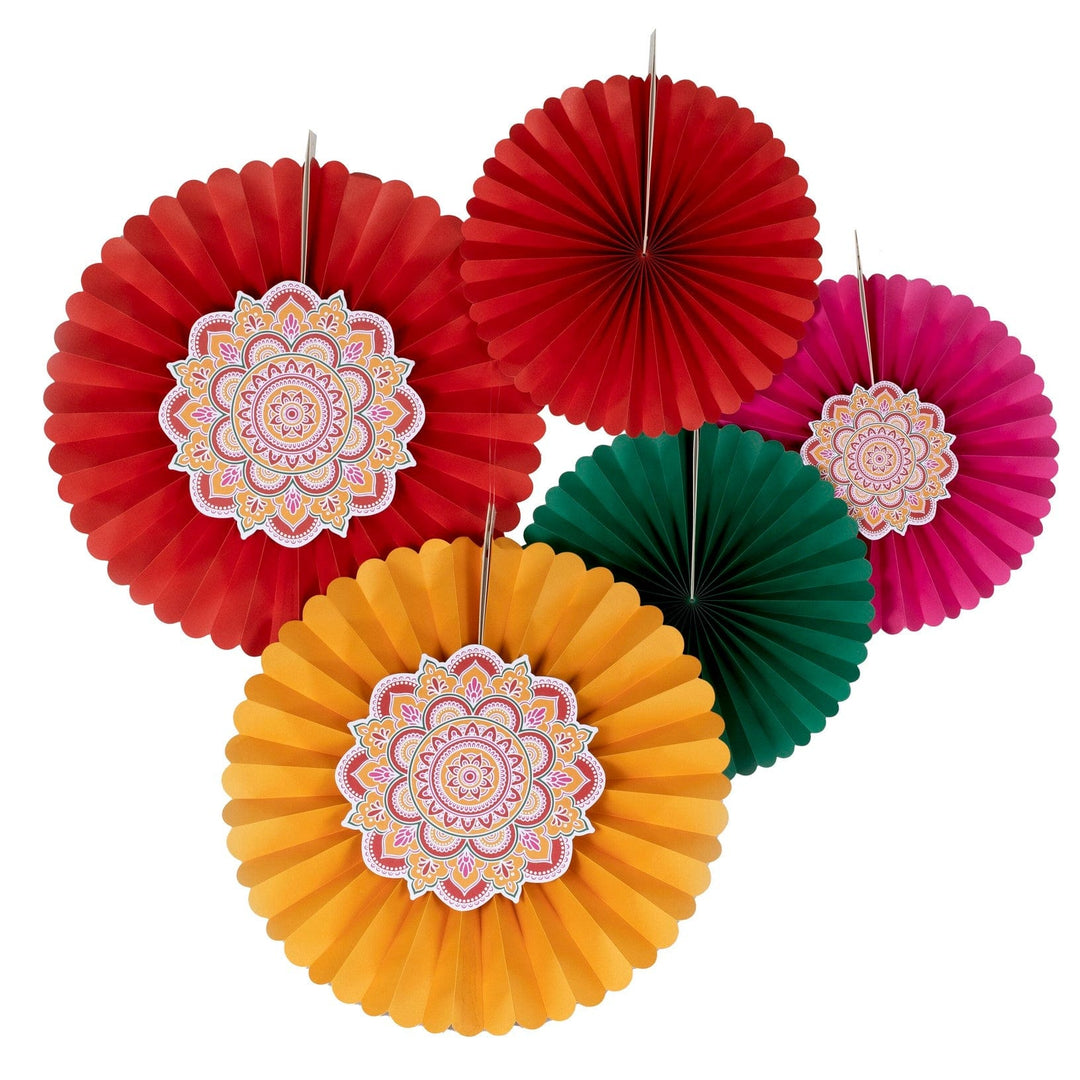 Diwali Decorations - Multicoloured Diwali Paper Fan Decorations Paper Fans Multicoloured Diwali Paper Fan Decorations