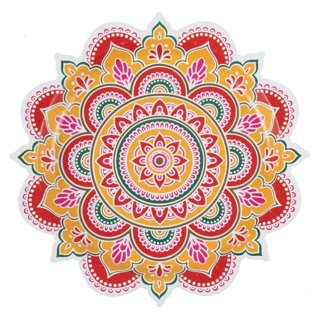 Diwali Table Decorations - Multicoloured Paper Diwali Plates x 8 Party Supplies Multicoloured Paper Diwali Plates x 8