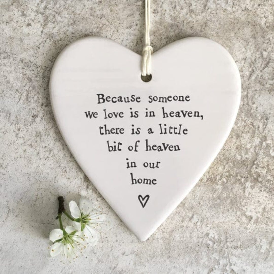 ornament East of India "Because someone we love" Porcelain Heart Decoration