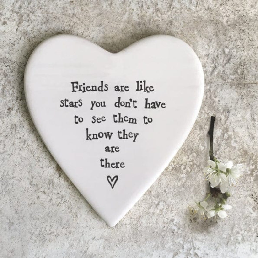 gift East of India ‘Friends are like stars’ Porcelain Heart Coaster