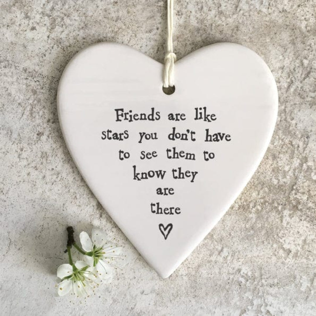 ornament East of India 'Friends are like stars' Porcelain Heart Decoration