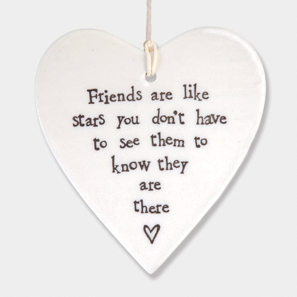 ornament East of India 'Friends are like stars' Porcelain Heart Decoration