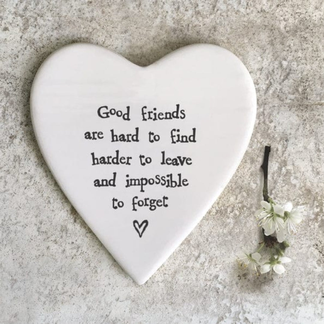 gift East of India ‘Good Friends’ Porcelain Heart Coaster