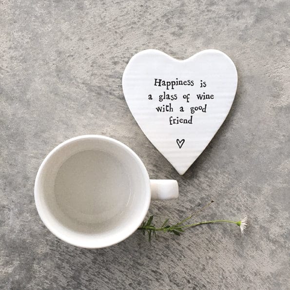 gift East of India ‘Happiness is’ Porcelain Heart Coaster