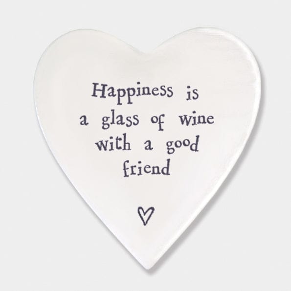 gift East of India ‘Happiness is’ Porcelain Heart Coaster