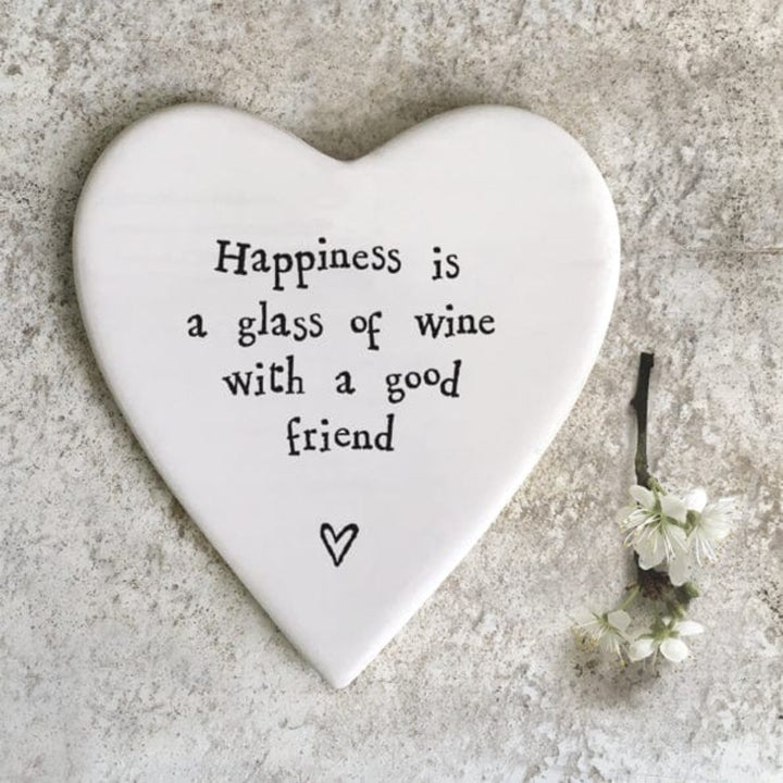 gift East of India ‘Happiness is’ Porcelain Heart Coaster