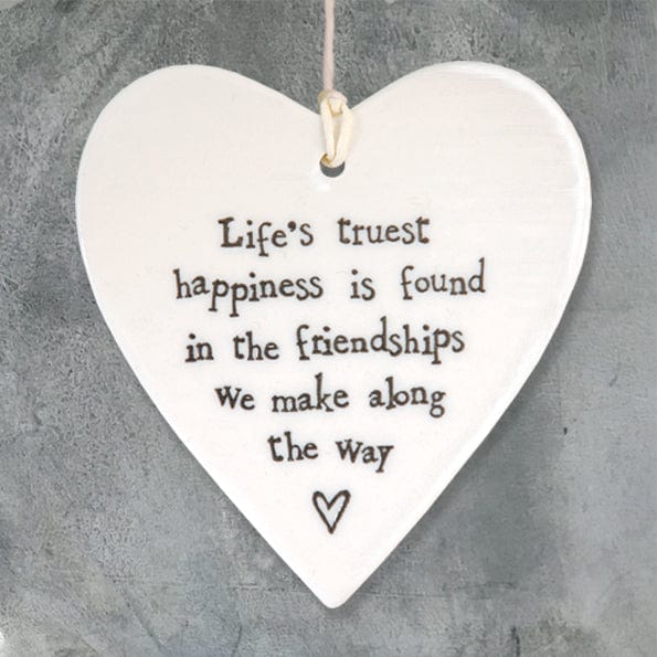 ornament East of India "Life's truest happiness" Porcelain Heart Decoration