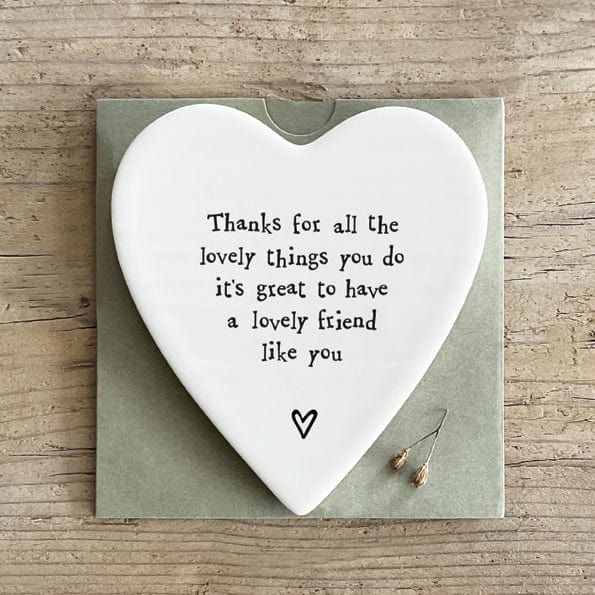 gift East of India ‘Lovely Things’ Porcelain Heart Coaster