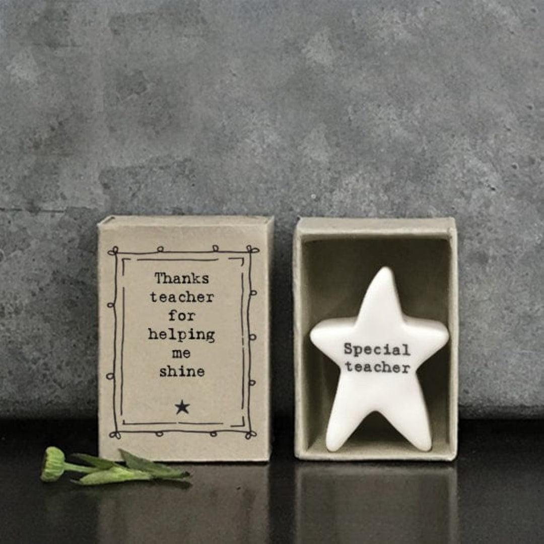 ornament East of India - Matchbox Porcelain "Special Teacher" Star Ornament