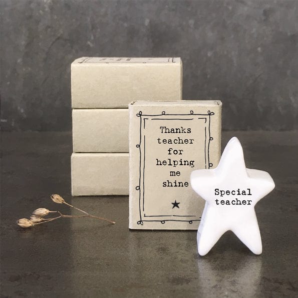 ornament East of India - Matchbox Porcelain "Special Teacher" Star Ornament