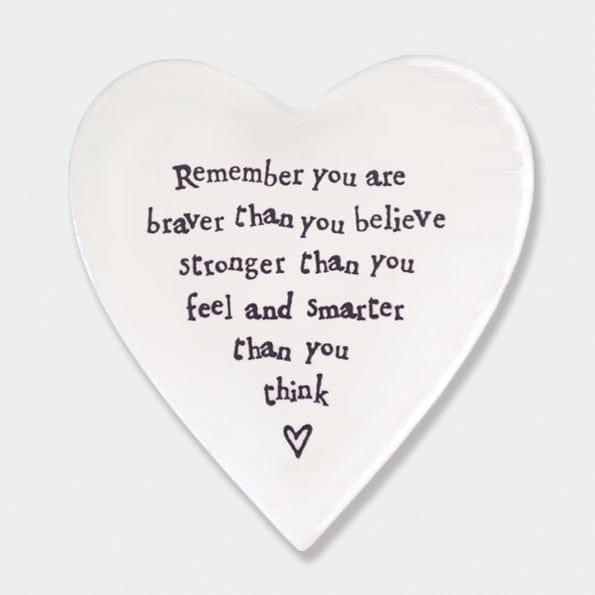 gift East of India ‘Remember you are Brave’ Porcelain Heart Coaster