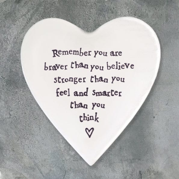 gift East of India ‘Remember you are Brave’ Porcelain Heart Coaster