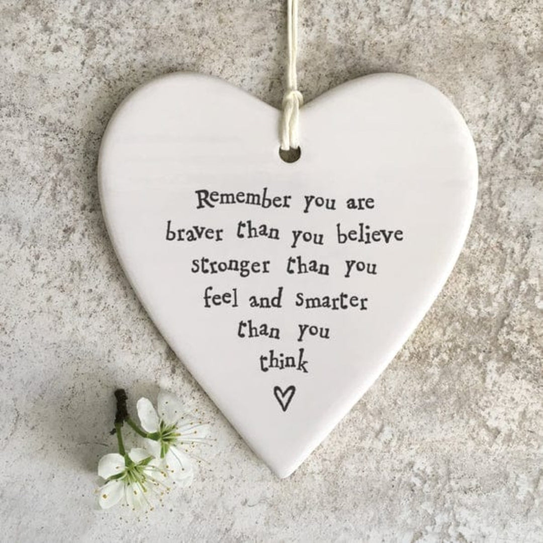 ornament East of India "Remember you are braver" Porcelain Heart Decoration