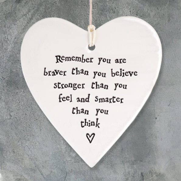 ornament East of India "Remember you are braver" Porcelain Heart Decoration