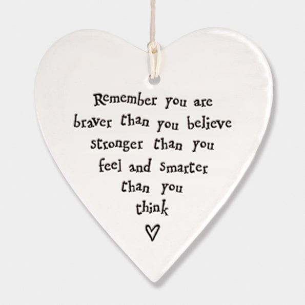 ornament East of India "Remember you are braver" Porcelain Heart Decoration