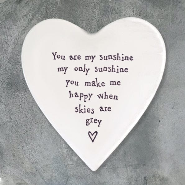 gift East of India ‘You are my Sunshine’ Porcelain Heart Coaster