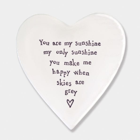 gift East of India ‘You are my Sunshine’ Porcelain Heart Coaster