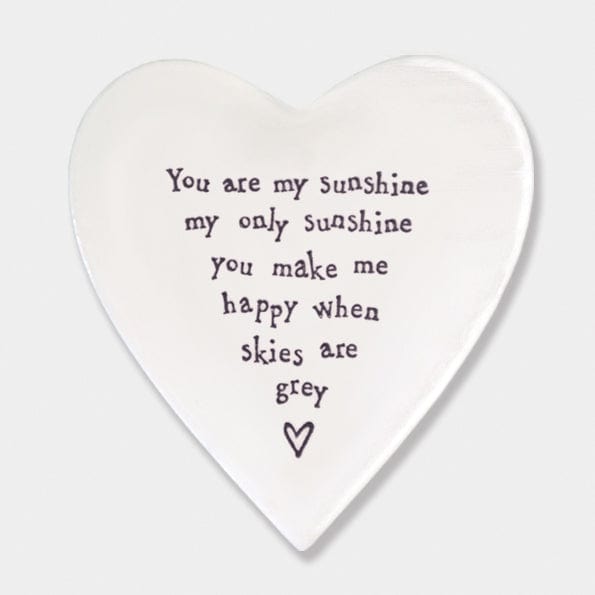 gift East of India ‘You are my Sunshine’ Porcelain Heart Coaster