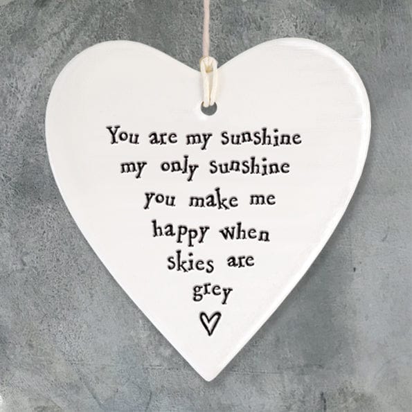 ornament East of India "You are my Sunshine" Porcelain Heart Decoration