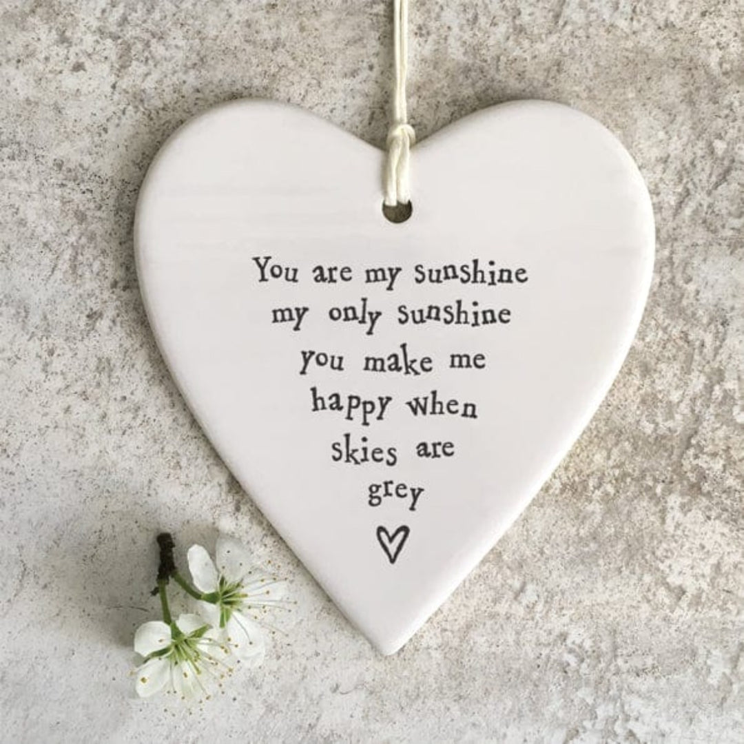 ornament East of India "You are my Sunshine" Porcelain Heart Decoration