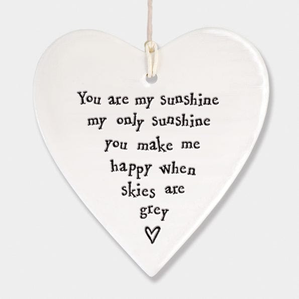 ornament East of India "You are my Sunshine" Porcelain Heart Decoration