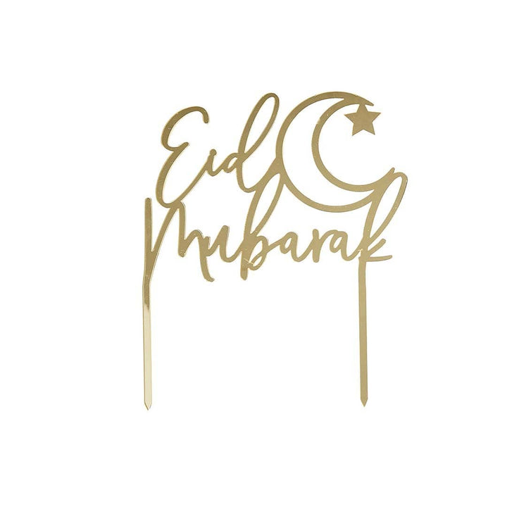 Cake Decorating Supplies Eid Mubarak Gold Mirror Acrylic Cake Topper