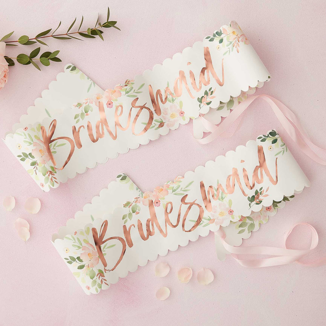 Party Supplies Floral Bridesmaid Hen Party Sashes 2 pack