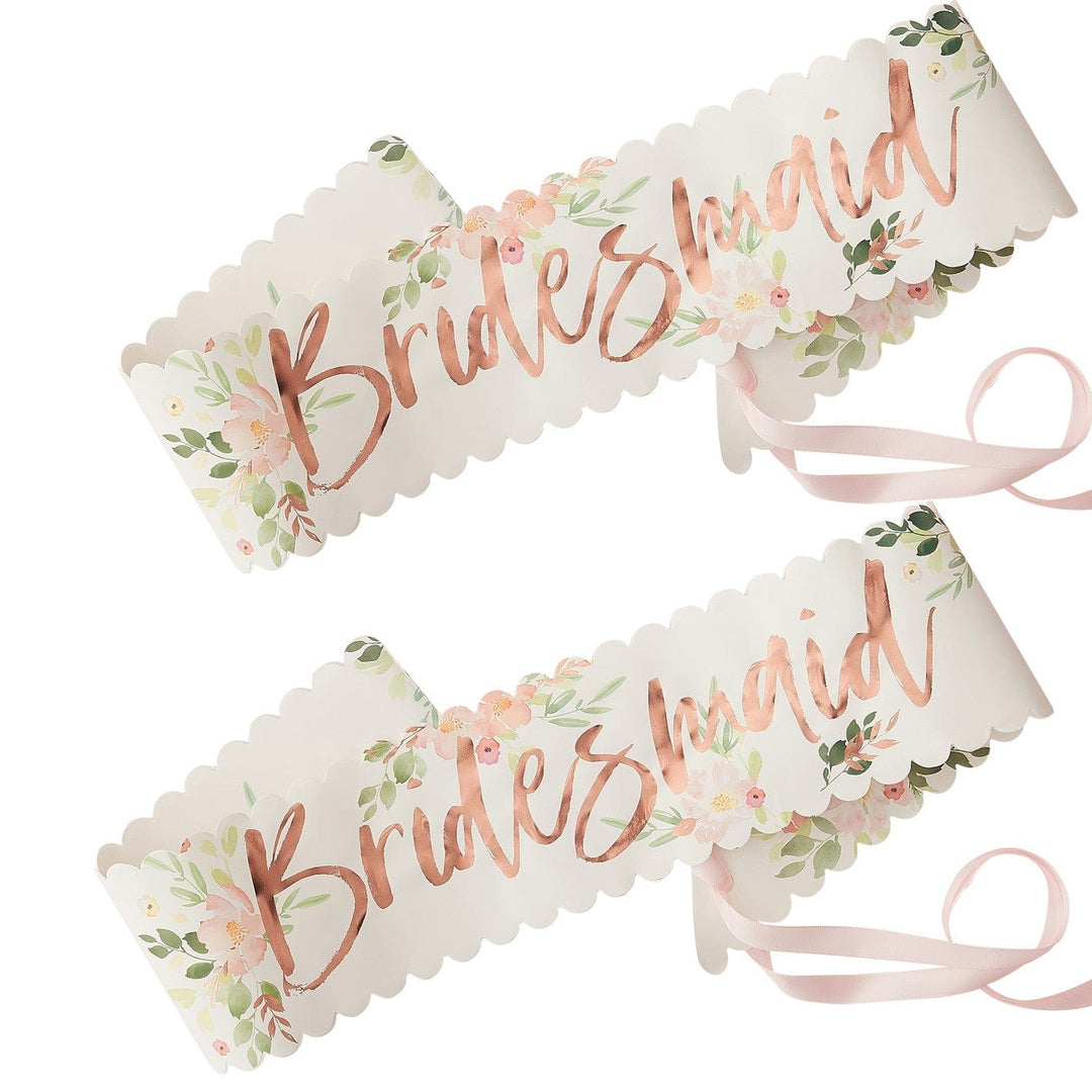 Party Supplies Floral Bridesmaid Hen Party Sashes 2 pack
