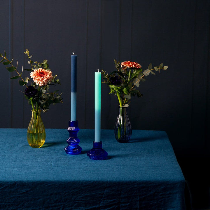 candle holder Geometric Cobalt Blue Glass Candlestick Holder