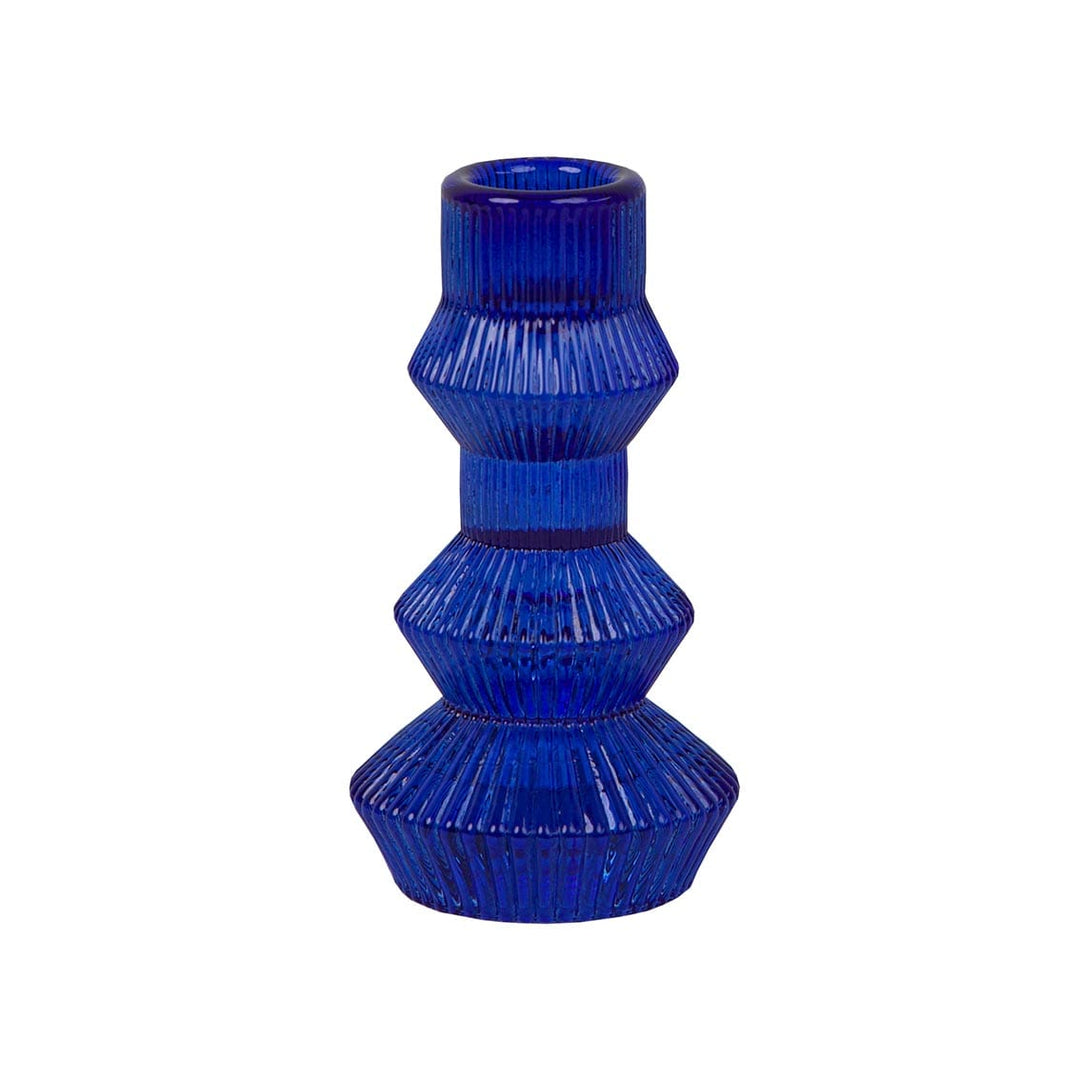 candle holder Geometric Cobalt Blue Glass Candlestick Holder