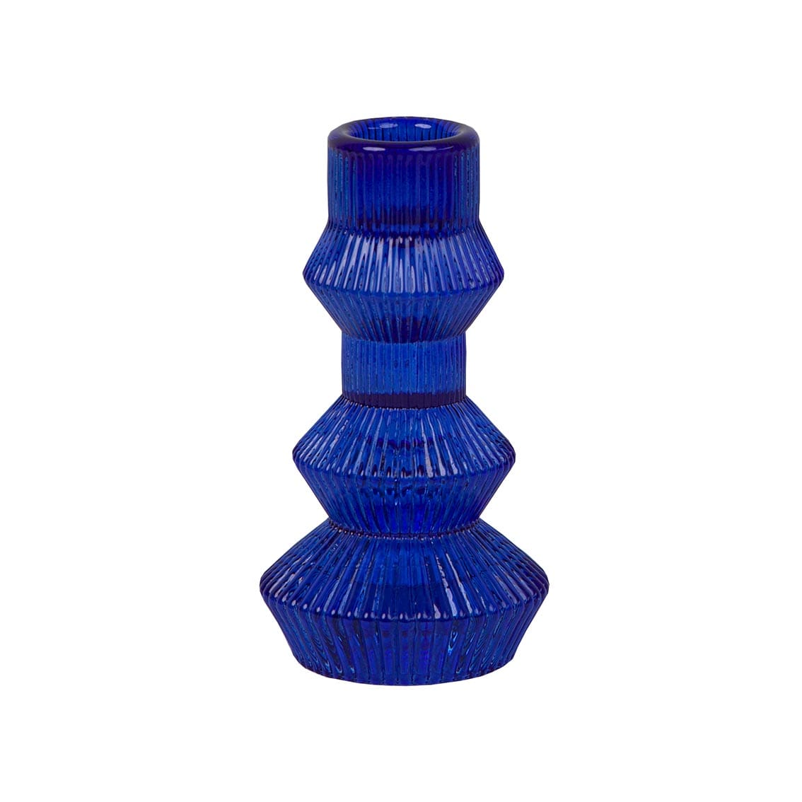candle holder Geometric Cobalt Blue Glass Candlestick Holder