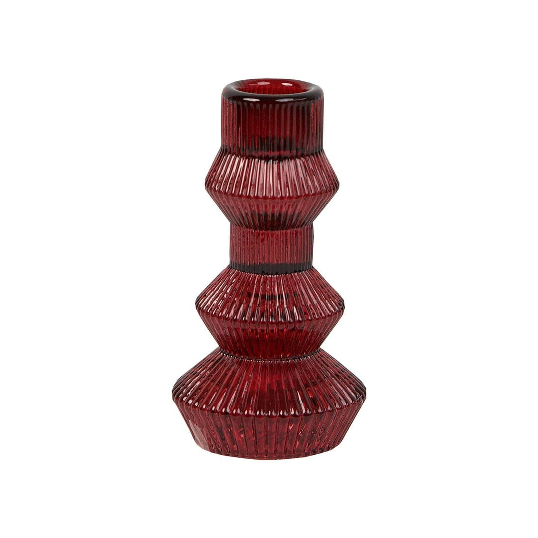 candle holder Geometric Deep Red Glass Candlestick Holder
