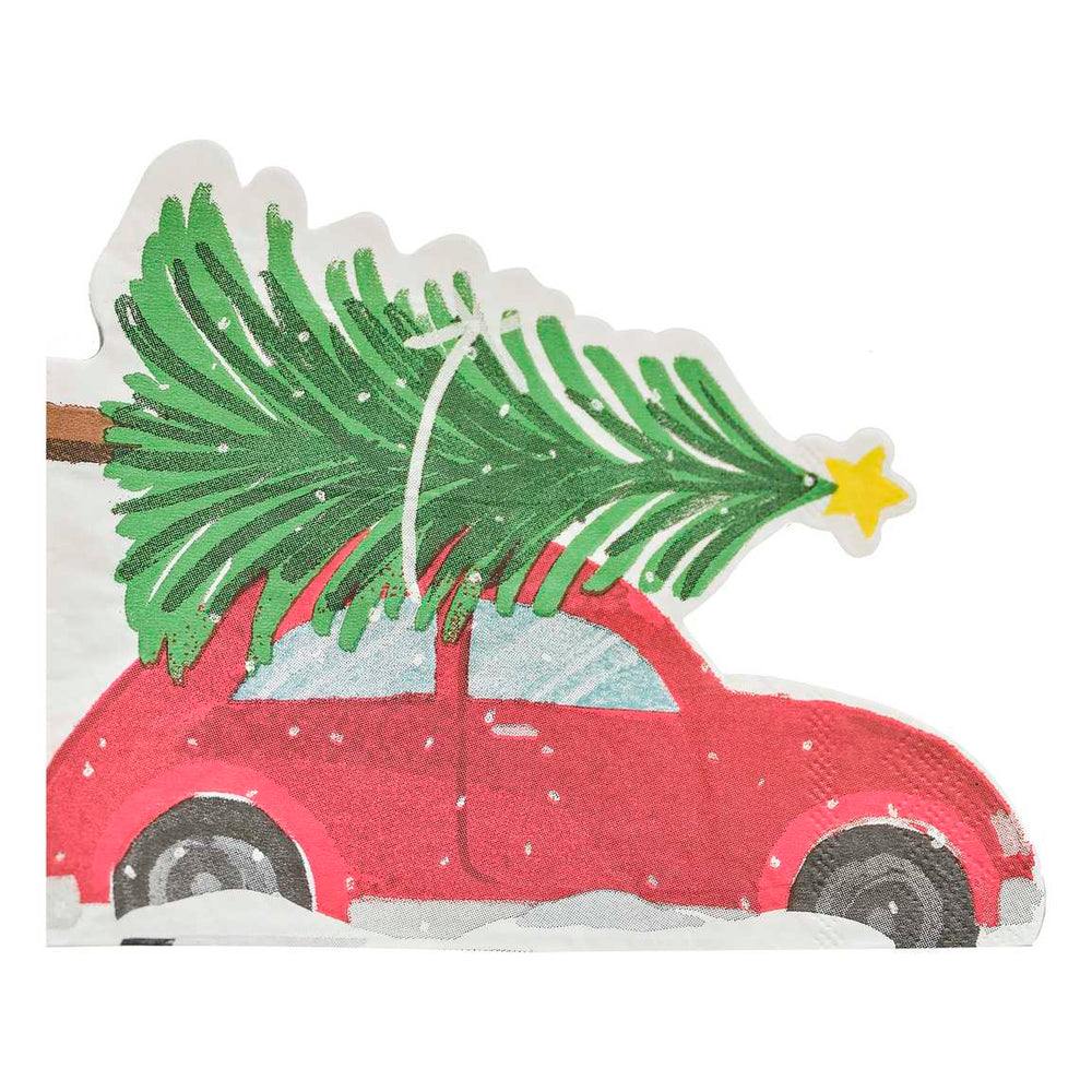 Ginger Ray - Festive Car Paper Christmas Napkins Paper Napkins Festive Car Paper Christmas Napkins x 16