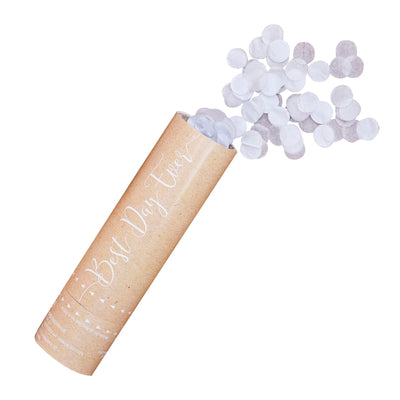 Ginger Ray Party Supplies - White Biodegradable Wedding Confetti Cannon - Wedding Decorations  Party Supplies White Biodegradable Wedding Confetti Cannon