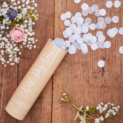 Ginger Ray Party Supplies - White Biodegradable Wedding Confetti Cannon - Wedding Decorations  Party Supplies White Biodegradable Wedding Confetti Cannon