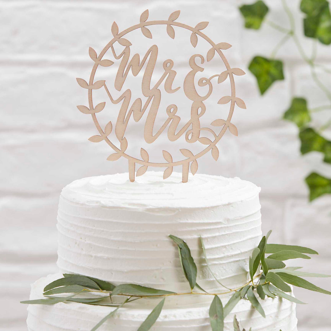 Ginger Ray Wedding - Wooden Mr & Mrs Script Cake Topper Cake Topper Wooden Mr & Mrs Script Cake Topper