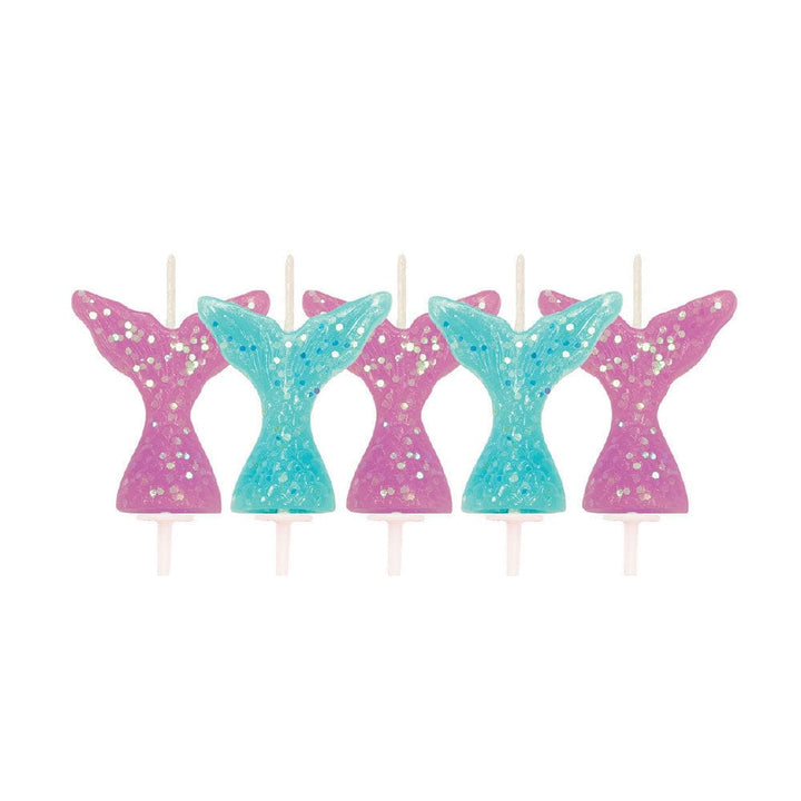Glitter Mermaid Tail Cake Candles - Pack of 5