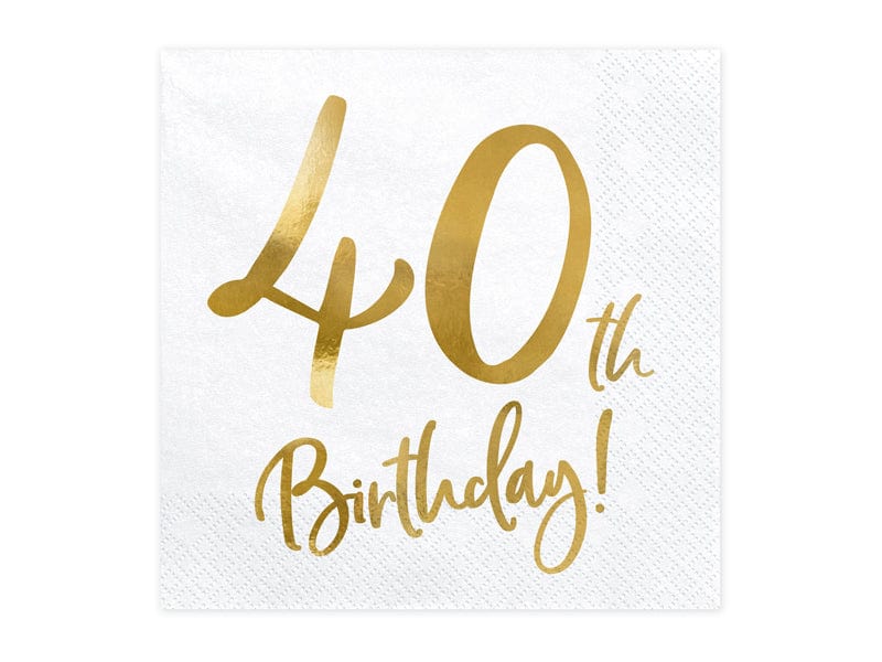 Party Supplies Gold 40th Birthday Napkins x 20