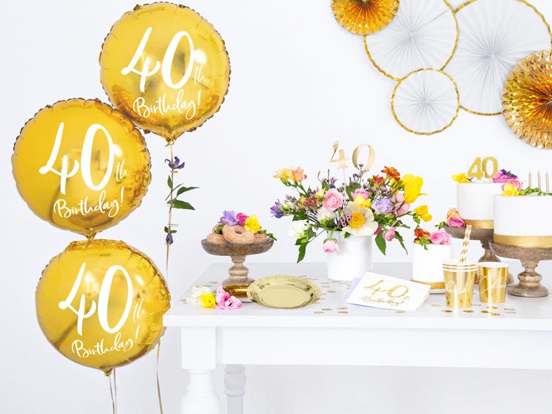 Party Supplies Gold 40th Birthday Napkins x 20