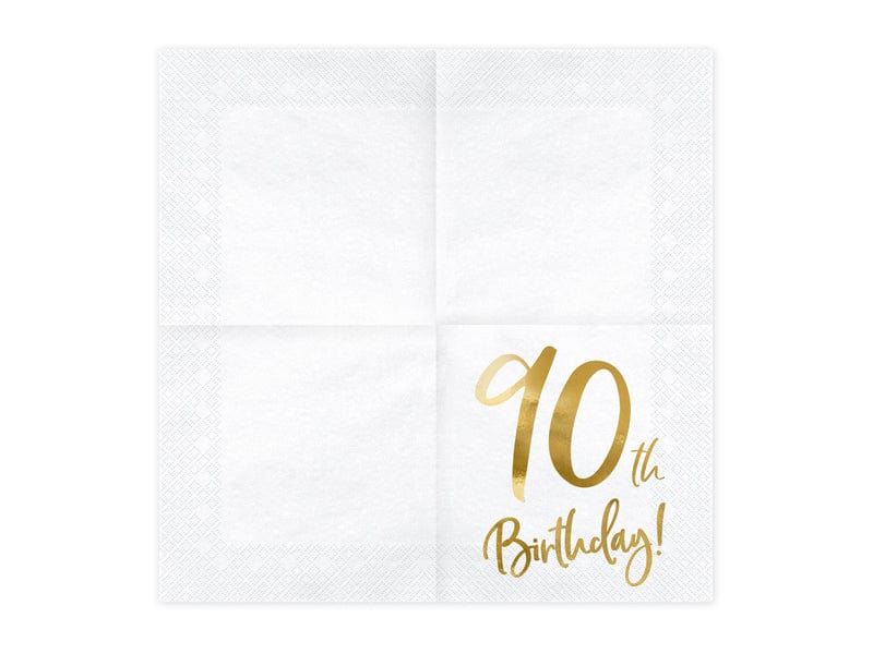 Party Supplies Gold 90th Birthday Napkins x 20