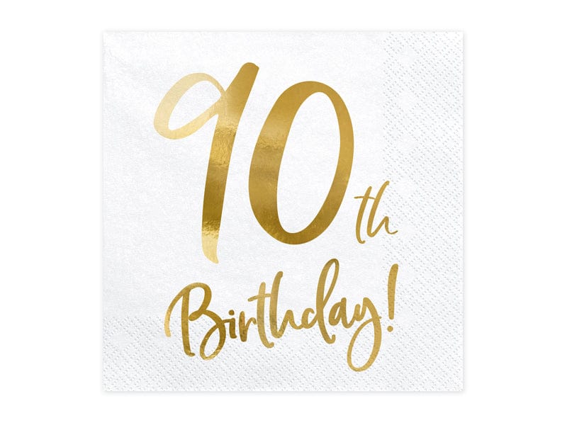 Party Supplies Gold 90th Birthday Napkins x 20