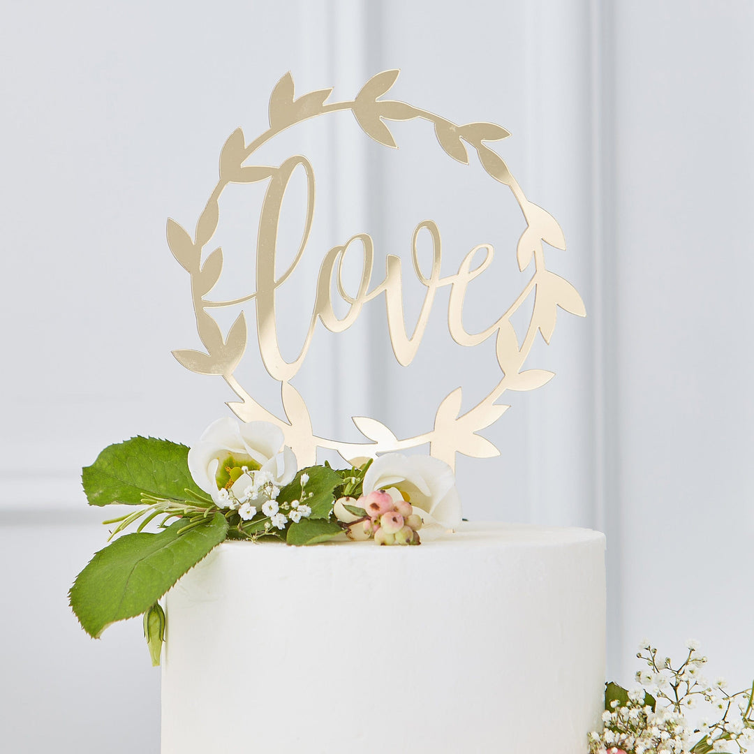 Cake Decorating Supplies Gold Acrylic Love Wedding Cake Topper