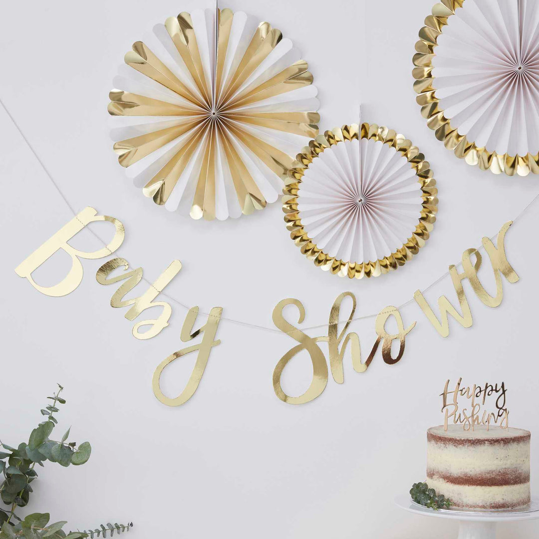 Party Supplies Gold Baby Shower Bunting