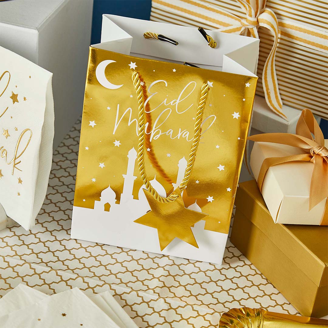 Gift Bags Gold Eid Gift Bags 5 Pack