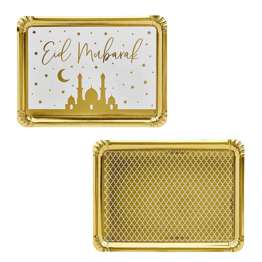 Party Supplies Gold Eid Party Platters 2 Pack