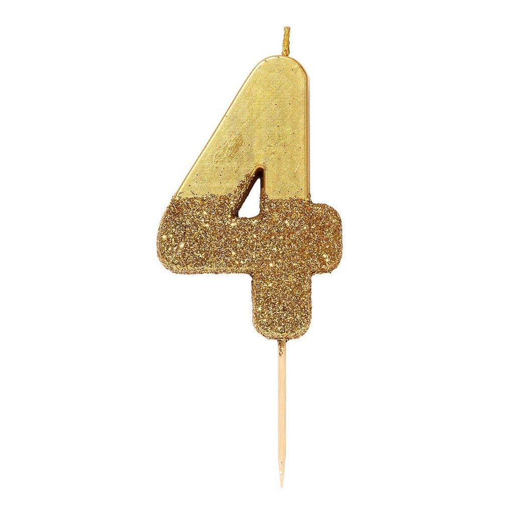 Birthday Candles Gold Glitter Number Candle 4